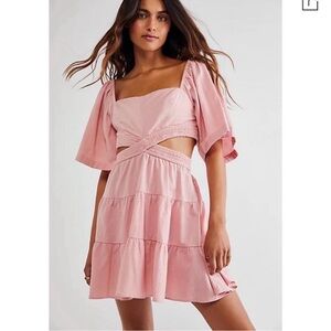 Free People Pink Cross of Sunlight Mini Dress